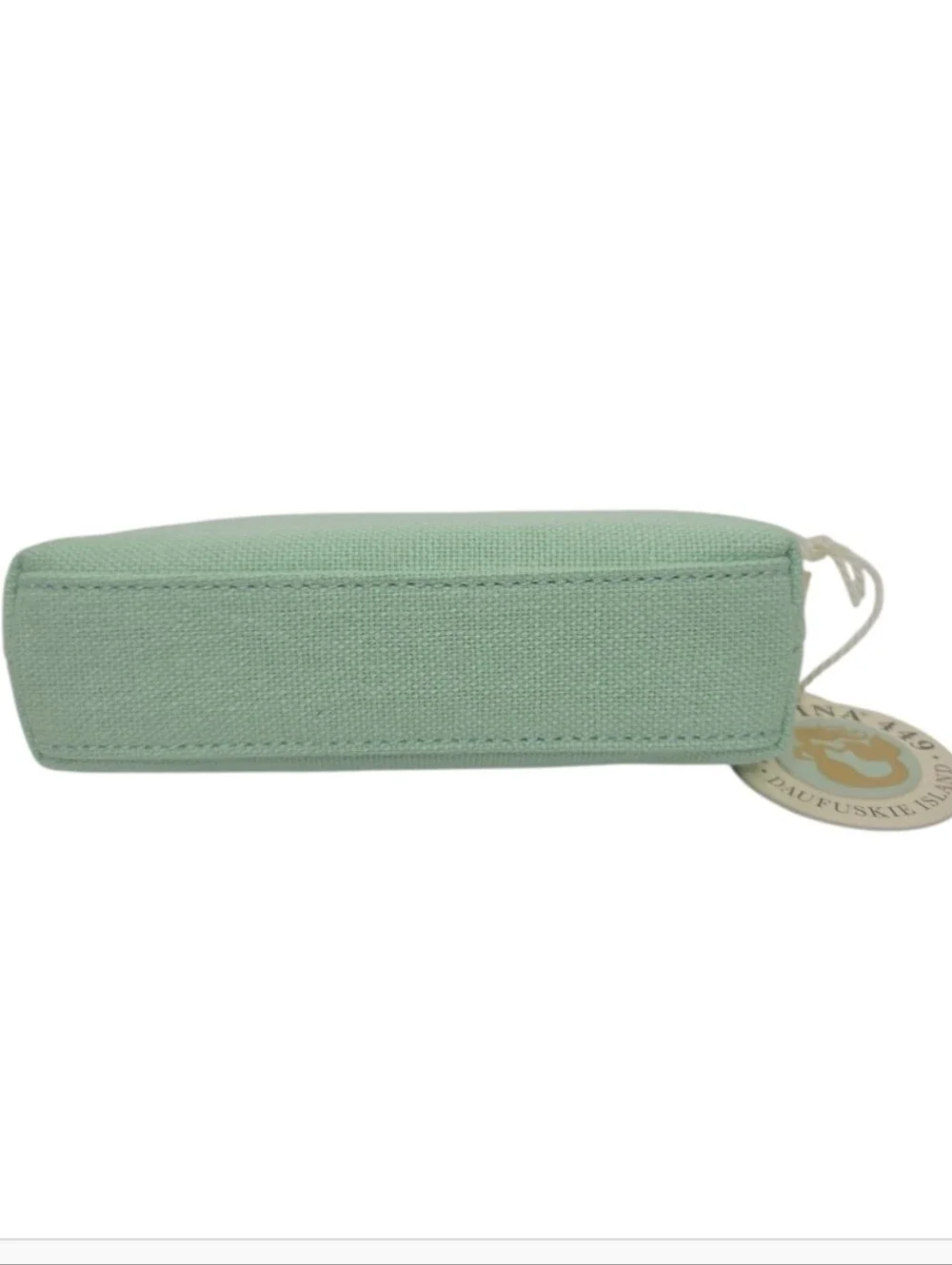 Spartina 449 Cosmetic Case Small Gold Metallic Embroidered Mermaid Seafoam NEW